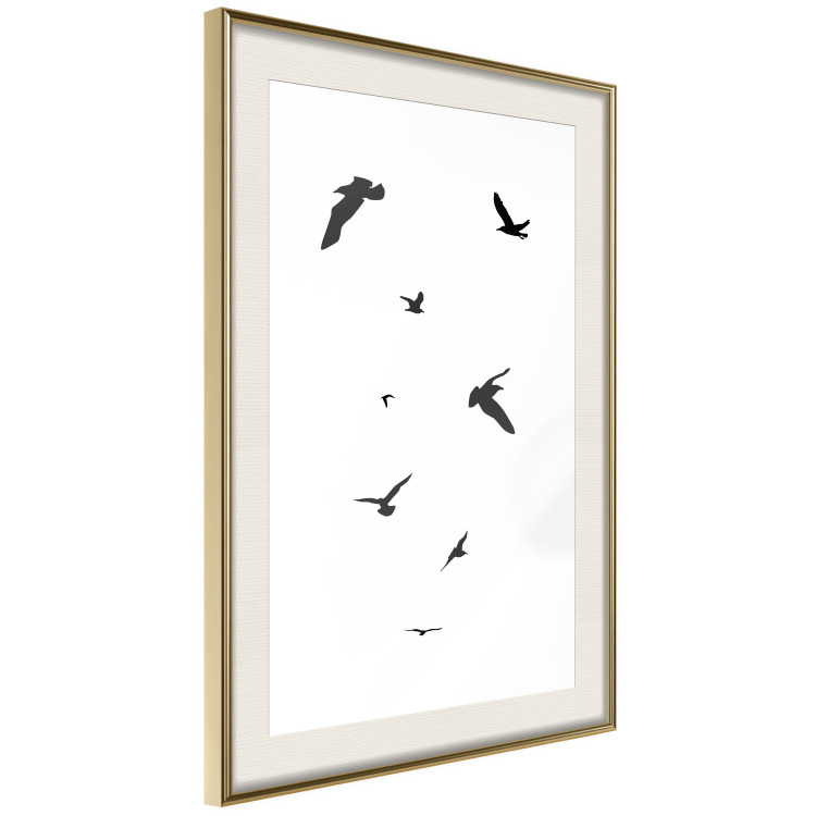 Wall Poster Evening Flight - black and white fantastical flying birds on white background 123592 additionalImage 2