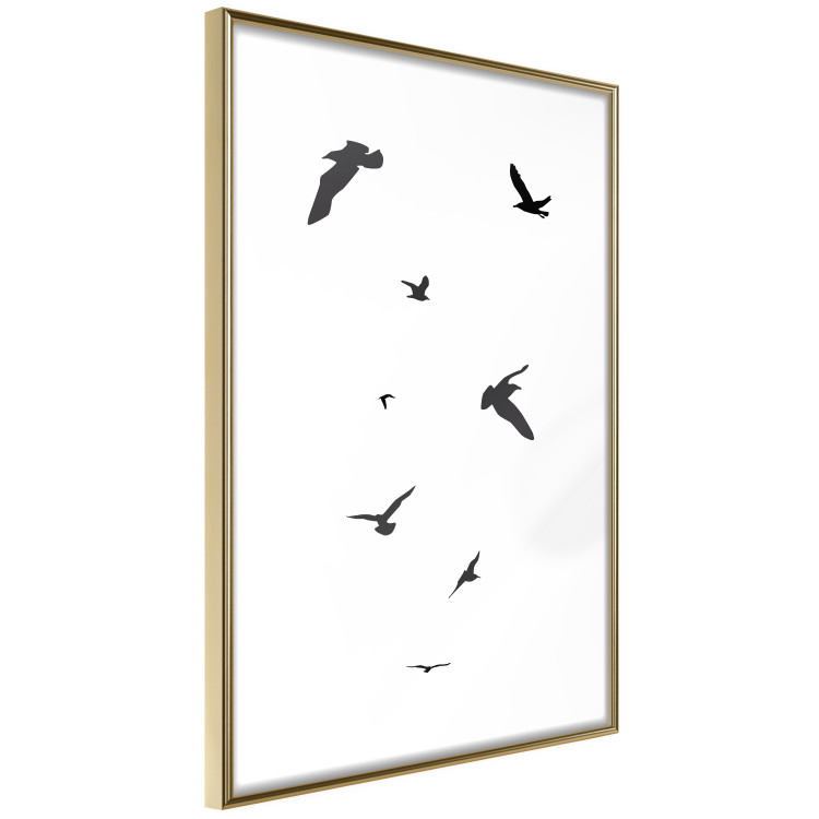 Wall Poster Evening Flight - black and white fantastical flying birds on white background 123592 additionalImage 14