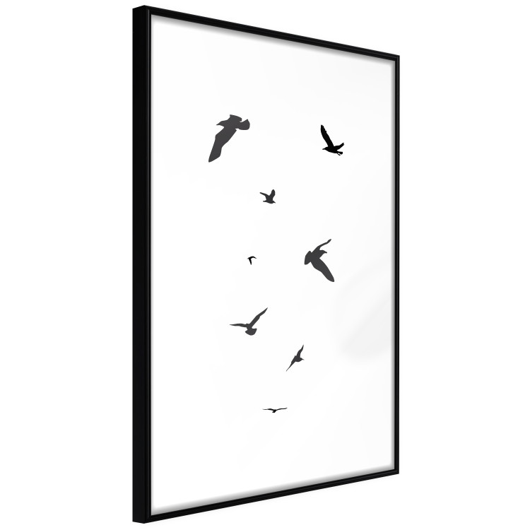 Wall Poster Evening Flight - black and white fantastical flying birds on white background 123592 additionalImage 11