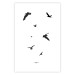 Wall Poster Evening Flight - black and white fantastical flying birds on white background 123592