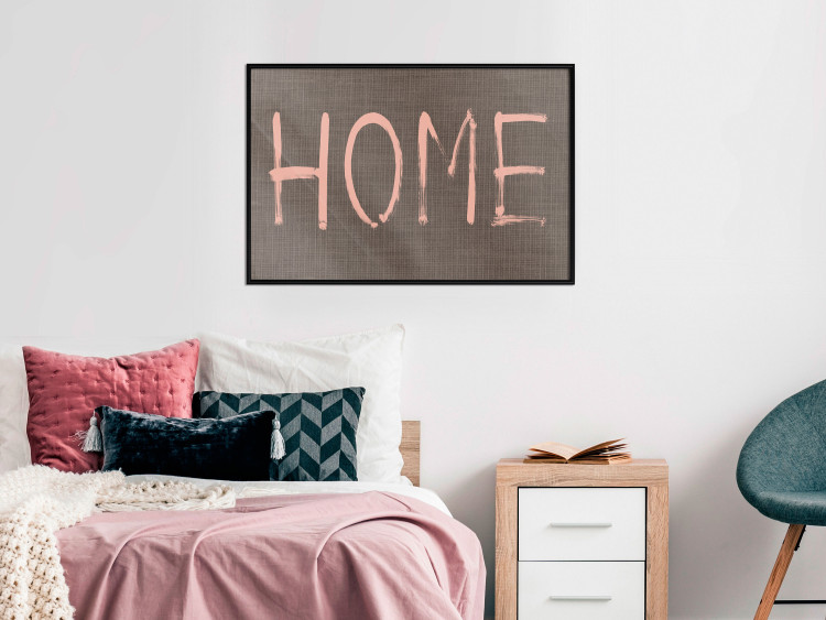 Poster At Home - pink English text on dark fabric texture 123792 additionalImage 3