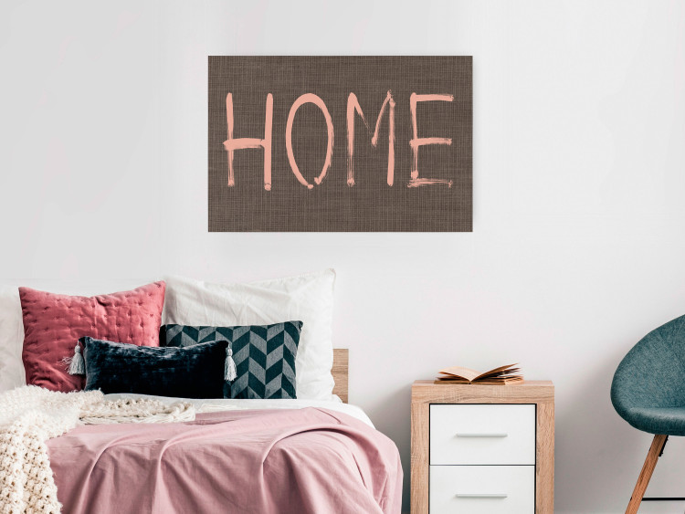 Poster At Home - pink English text on dark fabric texture 123792 additionalImage 17