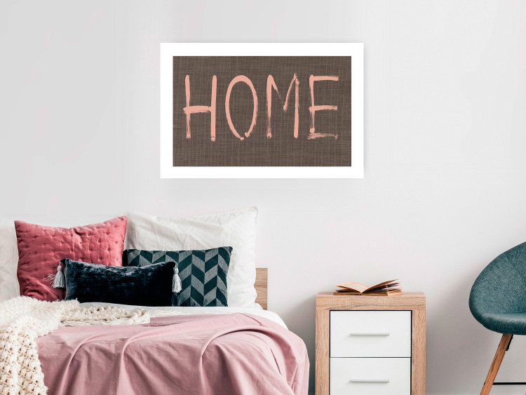 Poster At Home - pink English text on dark fabric texture 123792 additionalImage 2