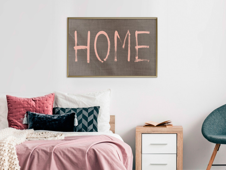 Poster At Home - pink English text on dark fabric texture 123792 additionalImage 5