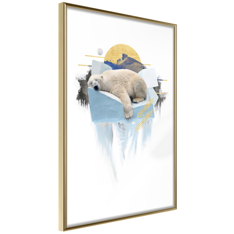 Poster Polar Bear - sleeping winter animal amidst ice on white background 123992 additionalImage 2