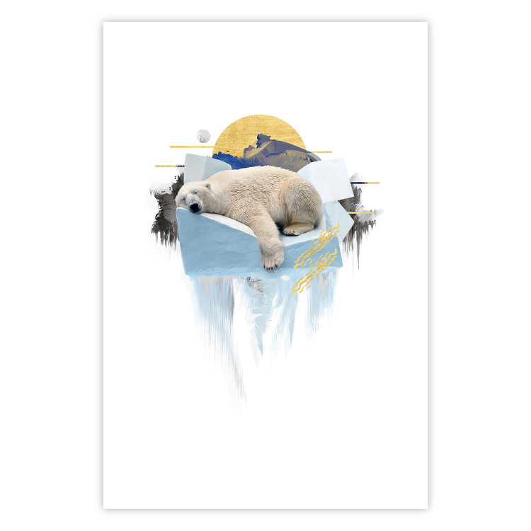Poster Polar Bear - sleeping winter animal amidst ice on white background 123992 additionalImage 19