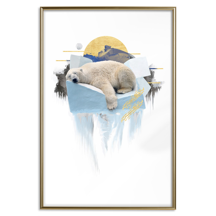 Poster Polar Bear - sleeping winter animal amidst ice on white background 123992 additionalImage 16