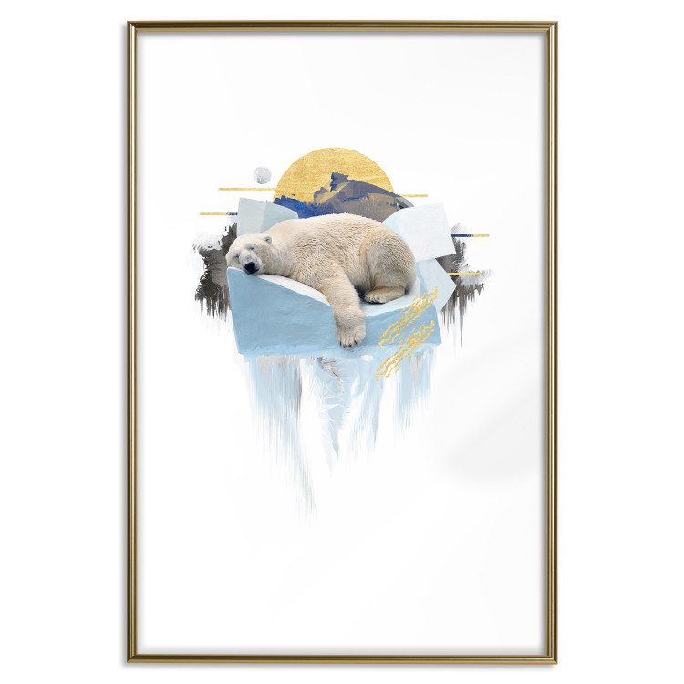 Poster Polar Bear - sleeping winter animal amidst ice on white background 123992 additionalImage 16