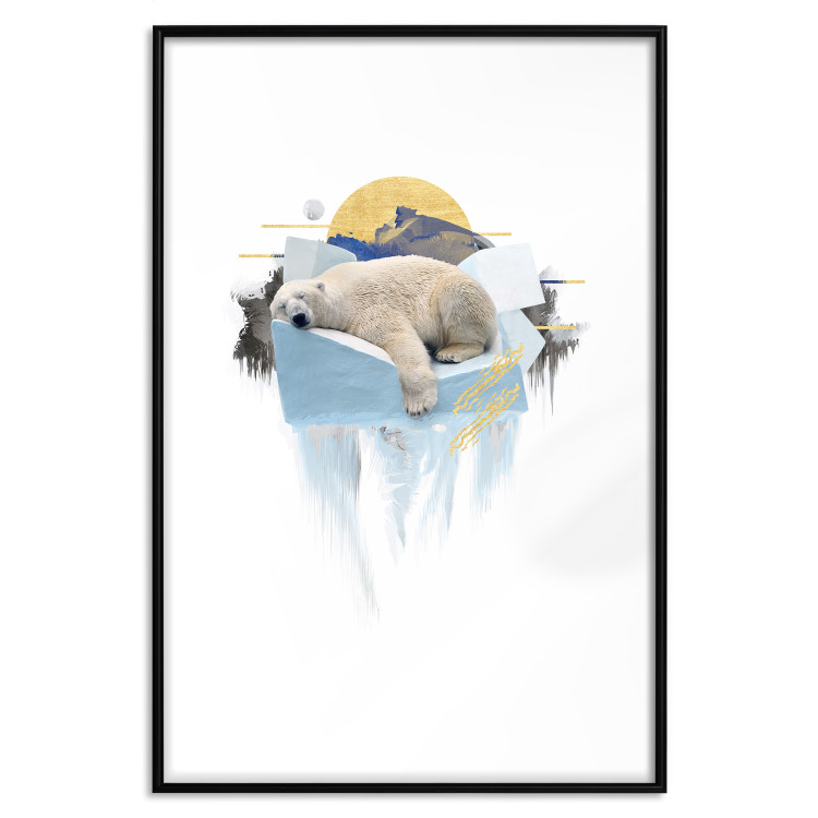 Poster Polar Bear - sleeping winter animal amidst ice on white background 123992 additionalImage 17