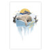 Poster Polar Bear - sleeping winter animal amidst ice on white background 123992