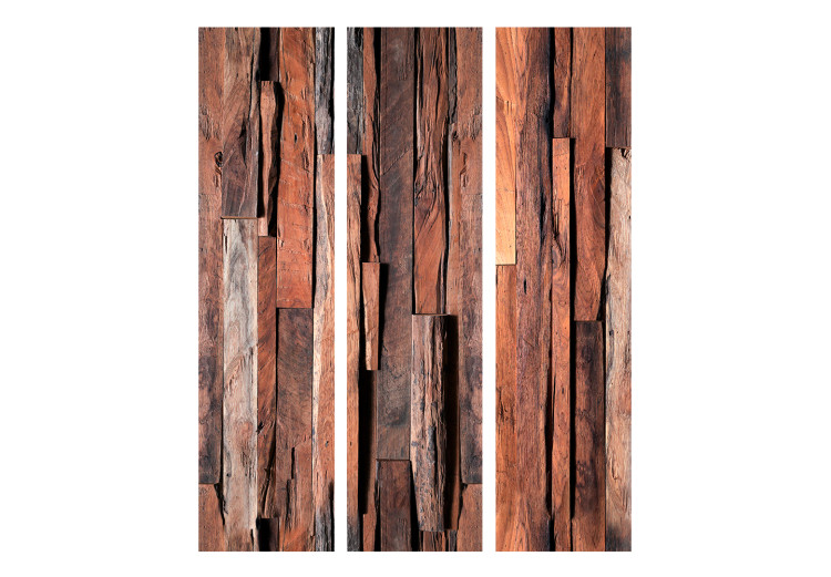 Room Divider Honeyed Planks (3-piece) - wooden pattern in warm brown tones 124092 additionalImage 3