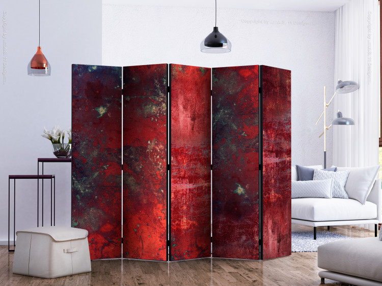 Room Divider Red Concrete II (5-piece) - irregular background with a touch of crimson 124292 additionalImage 2