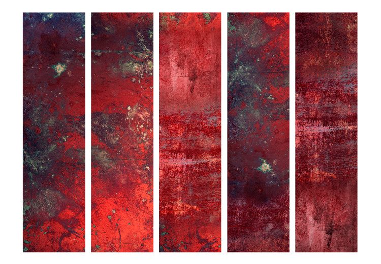 Room Divider Red Concrete II (5-piece) - irregular background with a touch of crimson 124292 additionalImage 3