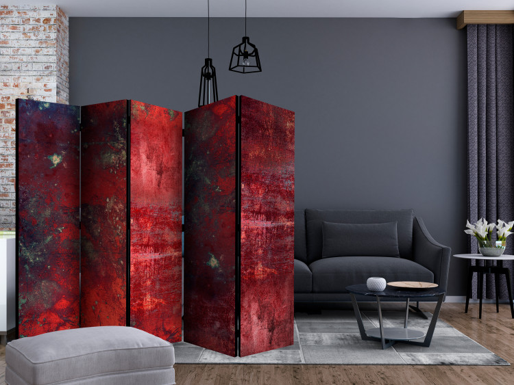 Room Divider Red Concrete II (5-piece) - irregular background with a touch of crimson 124292 additionalImage 4
