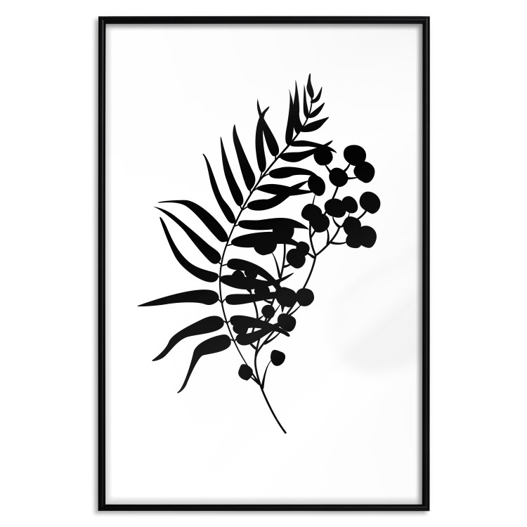 Poster Form of Nature - black plant with leaves on a contrasting white background 125092 additionalImage 18