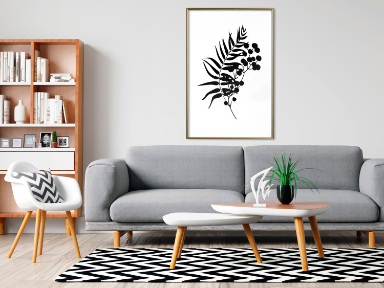 Poster Form of Nature - black plant with leaves on a contrasting white background 125092 additionalImage 5