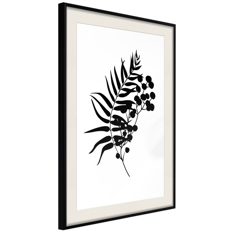 Poster Form of Nature - black plant with leaves on a contrasting white background 125092 additionalImage 3