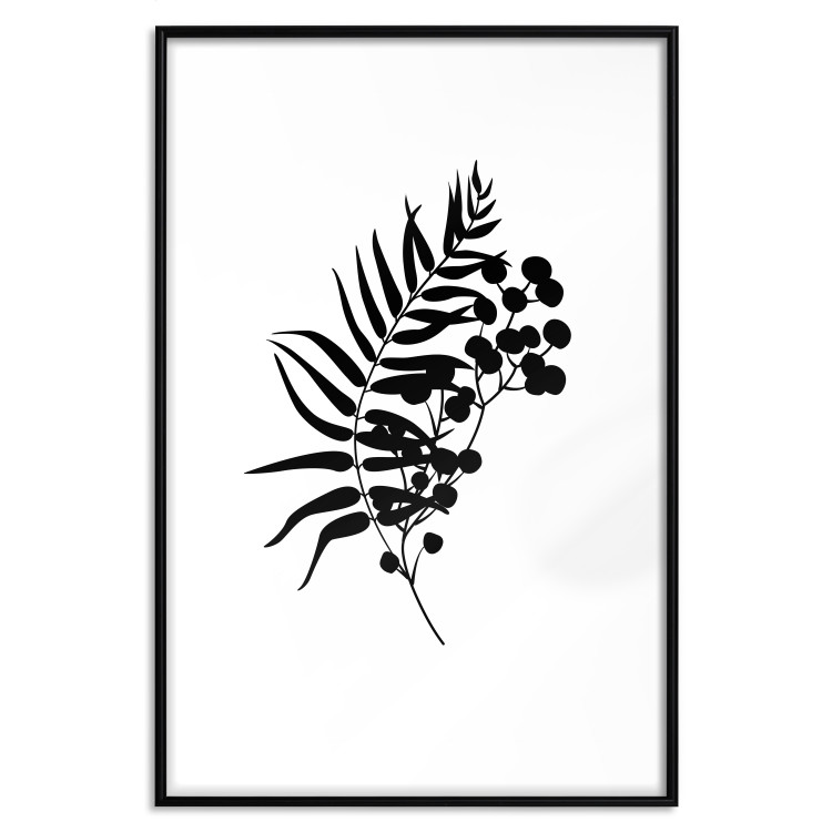 Poster Form of Nature - black plant with leaves on a contrasting white background 125092 additionalImage 17