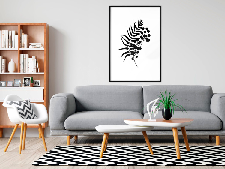 Poster Form of Nature - black plant with leaves on a contrasting white background 125092 additionalImage 6