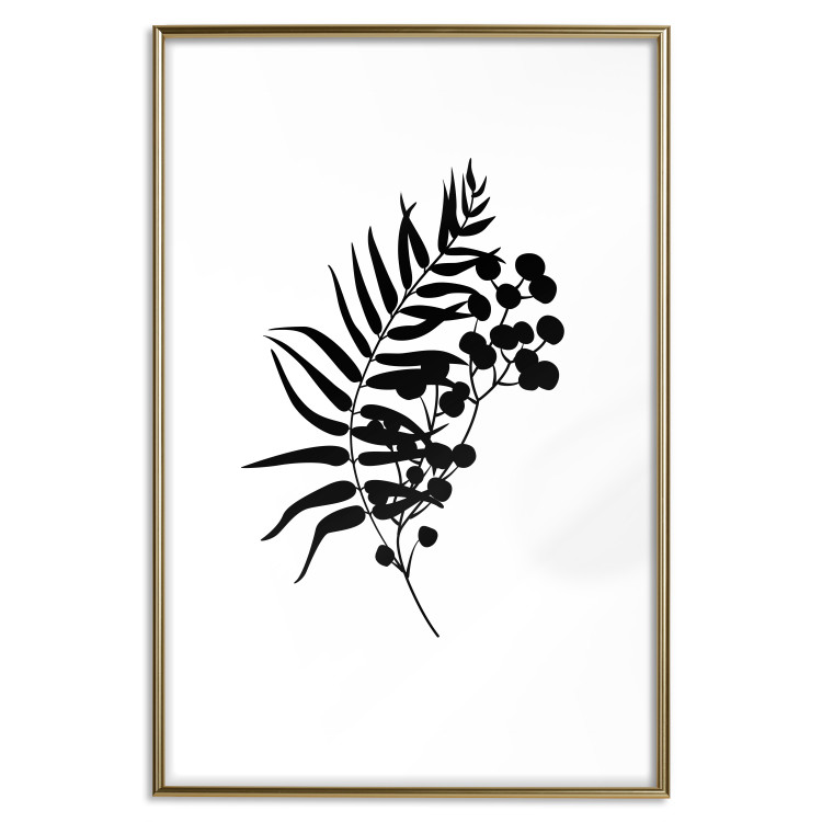 Poster Form of Nature - black plant with leaves on a contrasting white background 125092 additionalImage 16