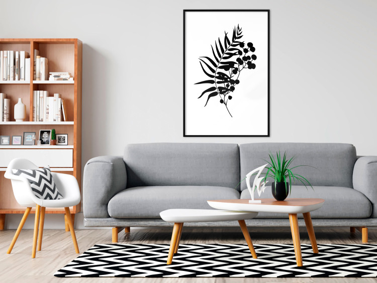 Poster Form of Nature - black plant with leaves on a contrasting white background 125092 additionalImage 3