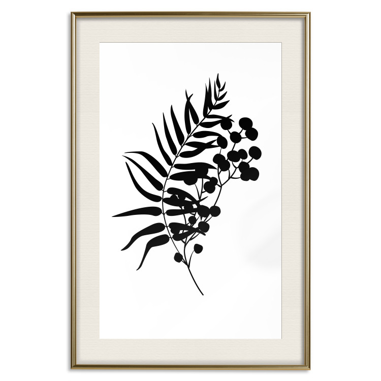 Poster Form of Nature - black plant with leaves on a contrasting white background 125092 additionalImage 19
