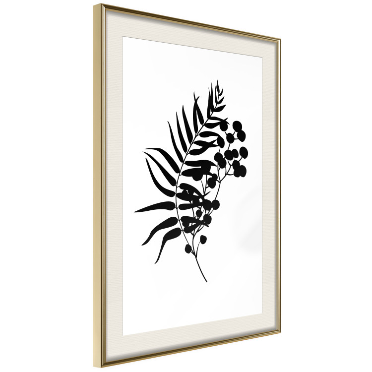 Poster Form of Nature - black plant with leaves on a contrasting white background 125092 additionalImage 2