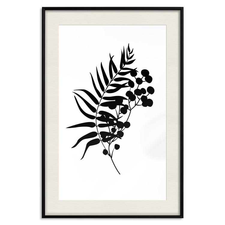 Poster Form of Nature - black plant with leaves on a contrasting white background 125092 additionalImage 18
