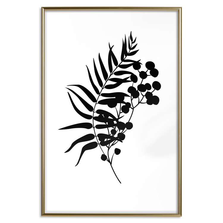 Poster Form of Nature - black plant with leaves on a contrasting white background 125092 additionalImage 20