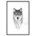 Poster Snowy Wolf - black and white portrait of a wolf on a bright contrasting background 126292 additionalThumb 17
