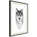 Poster Snowy Wolf - black and white portrait of a wolf on a bright contrasting background 126292 additionalThumb 2