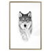 Poster Snowy Wolf - black and white portrait of a wolf on a bright contrasting background 126292 additionalThumb 16