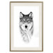 Poster Snowy Wolf - black and white portrait of a wolf on a bright contrasting background 126292 additionalThumb 20