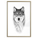 Poster Snowy Wolf - black and white portrait of a wolf on a bright contrasting background 126292 additionalThumb 17
