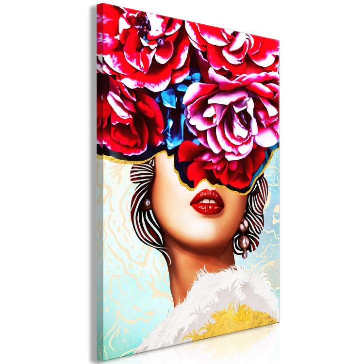 Canvas Sweet Lips (1-part) vertical - abstraction of woman and flowers 127792 additionalImage 2
