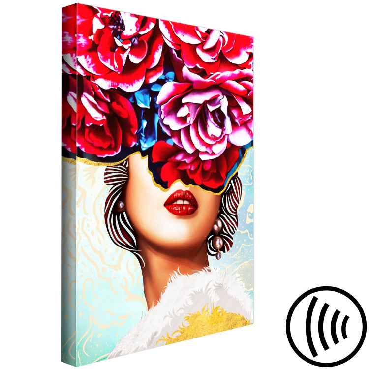 Canvas Sweet Lips (1-part) vertical - abstraction of woman and flowers 127792 additionalImage 6