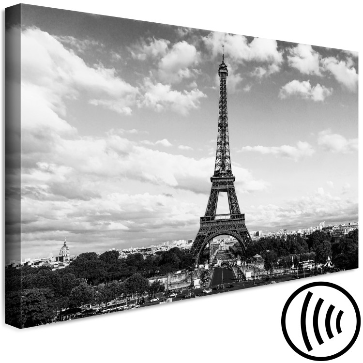 Canvas Print Black and White Eiffel Tower (1-part) wide - architecture of Paris 128392 additionalImage 6