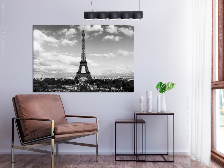 Canvas Print Black and White Eiffel Tower (1-part) wide - architecture of Paris 128392 additionalImage 3