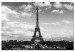 Canvas Print Black and White Eiffel Tower (1-part) wide - architecture of Paris 128392