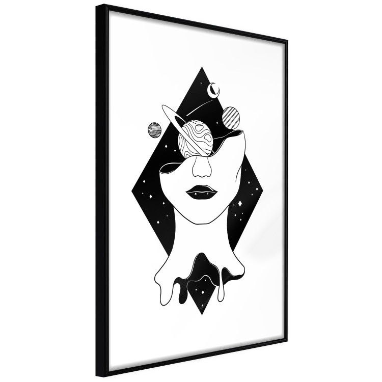 Poster Cosmos in Mind - abstract black portrait of woman with planets 128492 additionalImage 6
