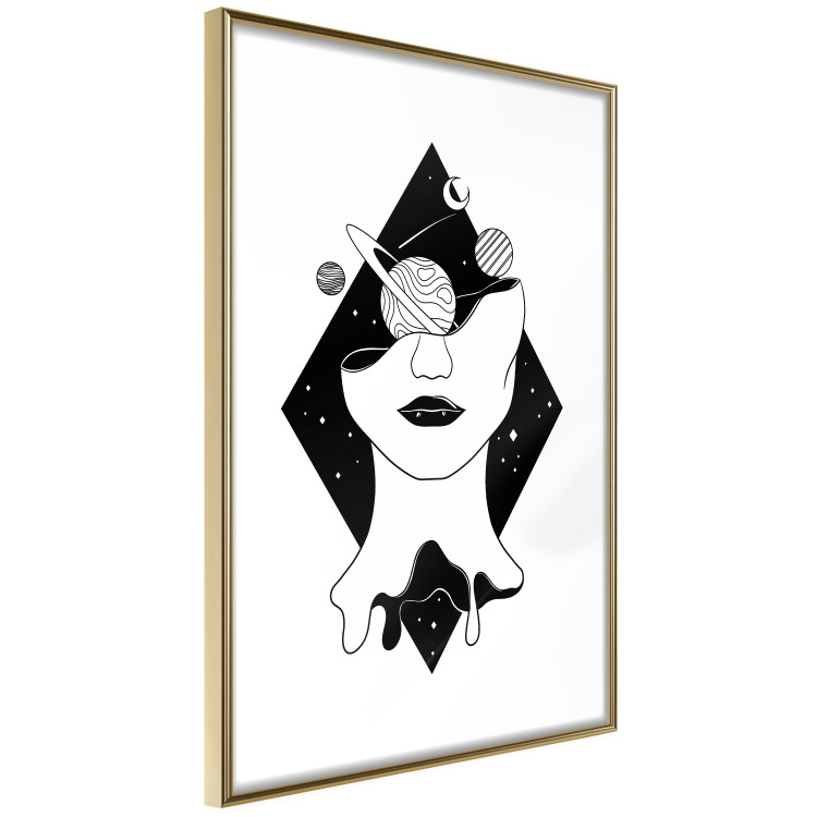 Poster Cosmos in Mind - abstract black portrait of woman with planets 128492 additionalImage 7
