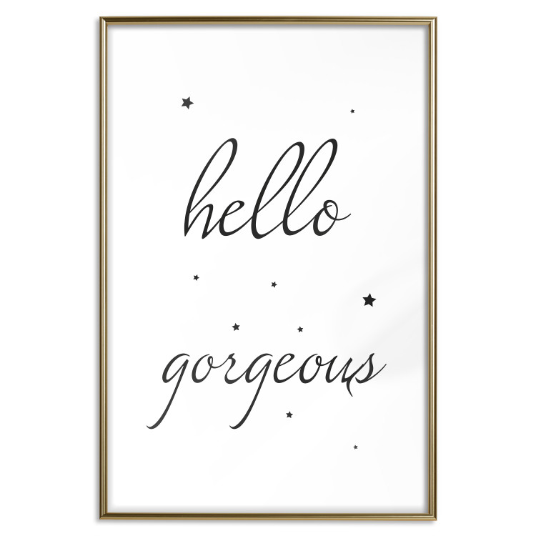 Wall Poster Hello Gorgeous - black English text with stars on white background 129592 additionalImage 14