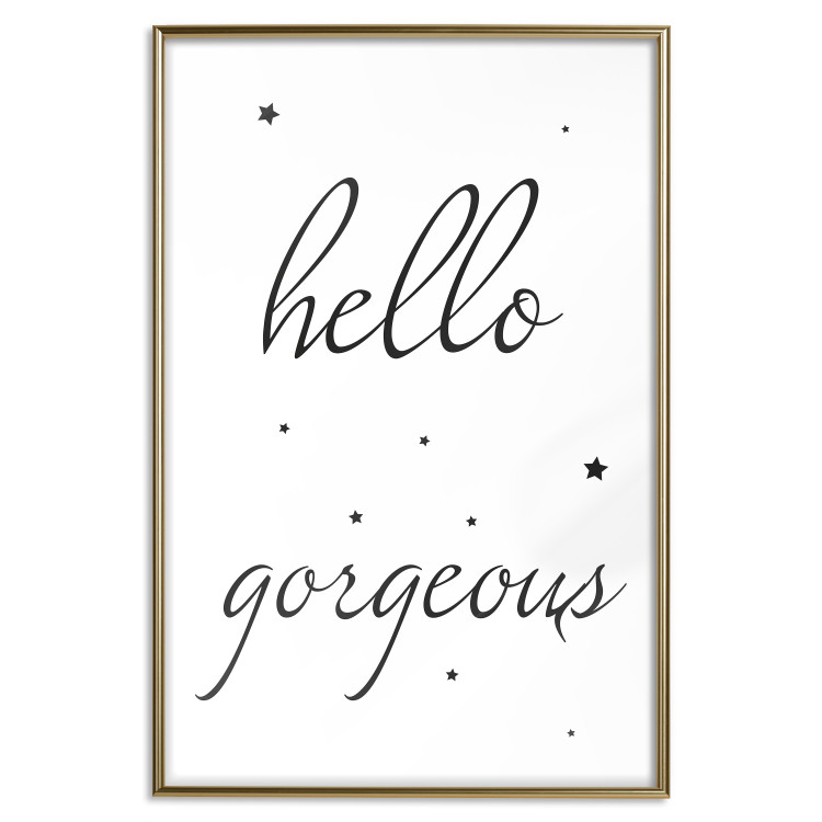Wall Poster Hello Gorgeous - black English text with stars on white background 129592 additionalImage 17