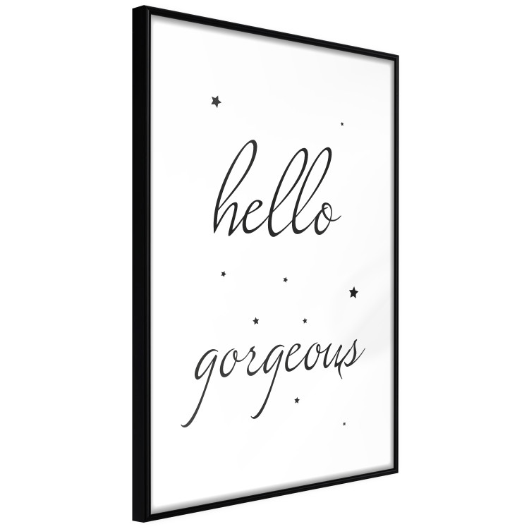 Wall Poster Hello Gorgeous - black English text with stars on white background 129592 additionalImage 6