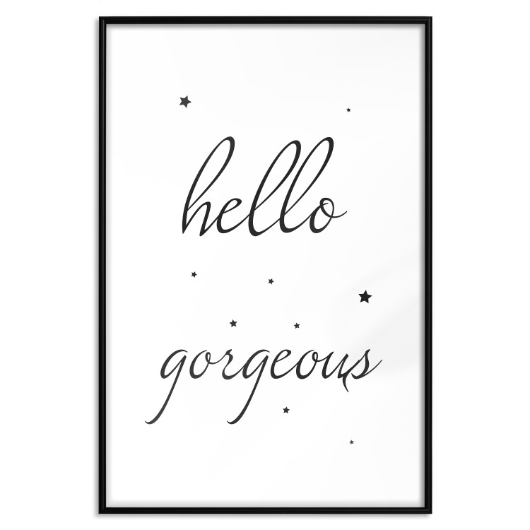 Wall Poster Hello Gorgeous - black English text with stars on white background 129592 additionalImage 15
