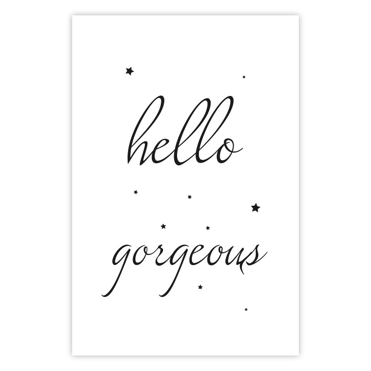 Wall Poster Hello Gorgeous - black English text with stars on white background 129592 additionalImage 19