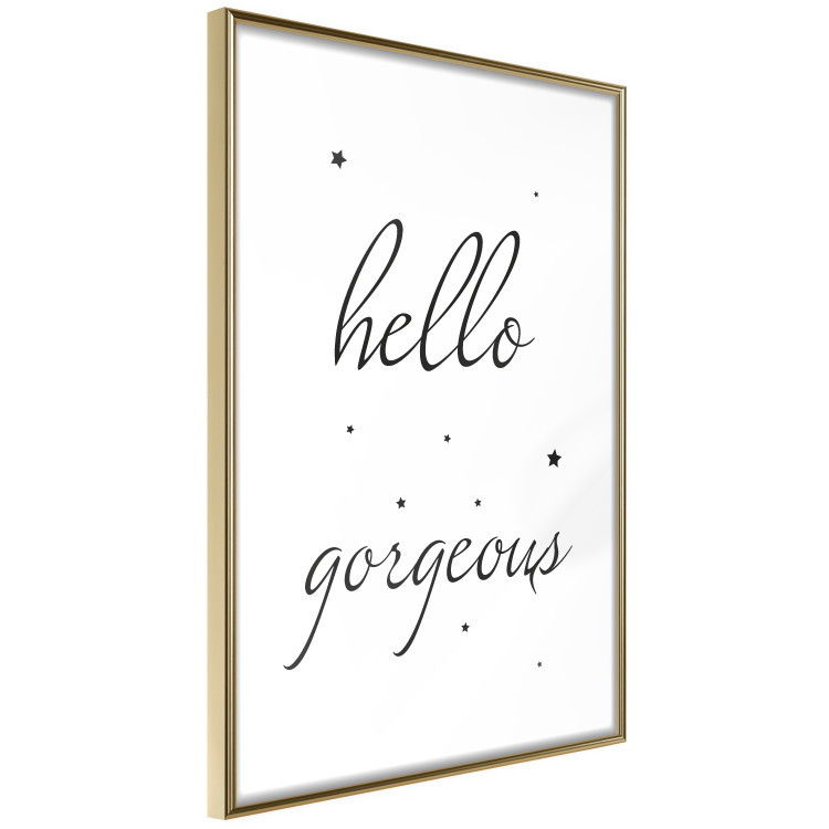 Wall Poster Hello Gorgeous - black English text with stars on white background 129592 additionalImage 7