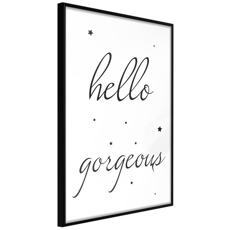 Wall Poster Hello Gorgeous - black English text with stars on white background 129592 additionalImage 11