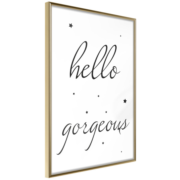 Wall Poster Hello Gorgeous - black English text with stars on white background 129592 additionalImage 12
