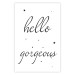 Wall Poster Hello Gorgeous - black English text with stars on white background 129592
